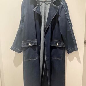 Denim Trench coat with denim belt